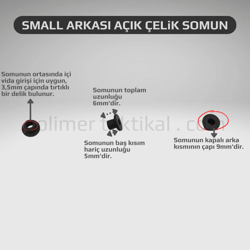 Small Arkası Açık Çelik Somun (20'li paket)