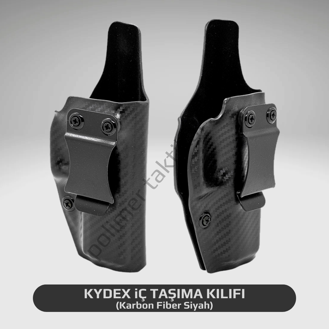 Glock 43X Kydex Silah Kılıfı İç Taşıma Sağ - İçi Silah Çizmez Kadife Kaplı - Karbon Fiber Siyah