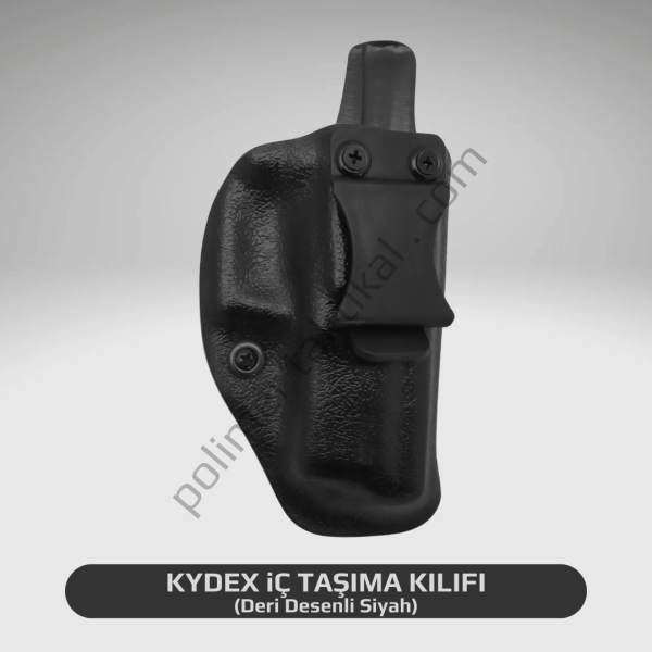 Glock 43X Kydex Silah Kılıfı İç Taşıma Sağ - İçi Silah Çizmez Kadife Kaplı - Karbon Fiber Siyah