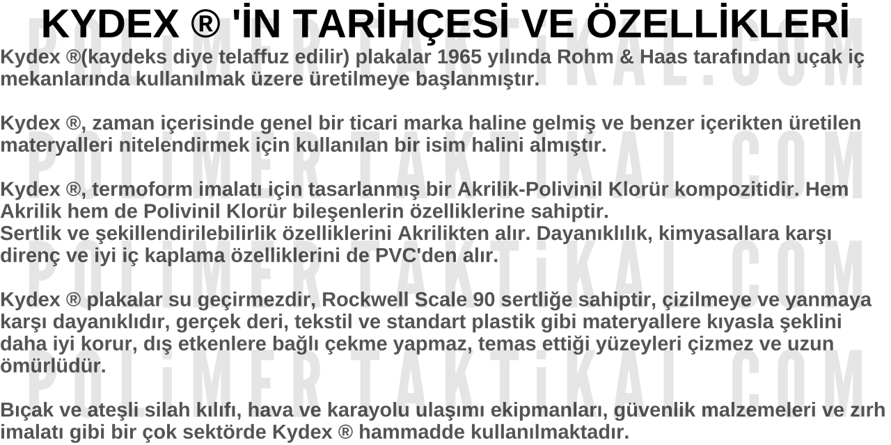 Kydex ® Hammadde Siparişi