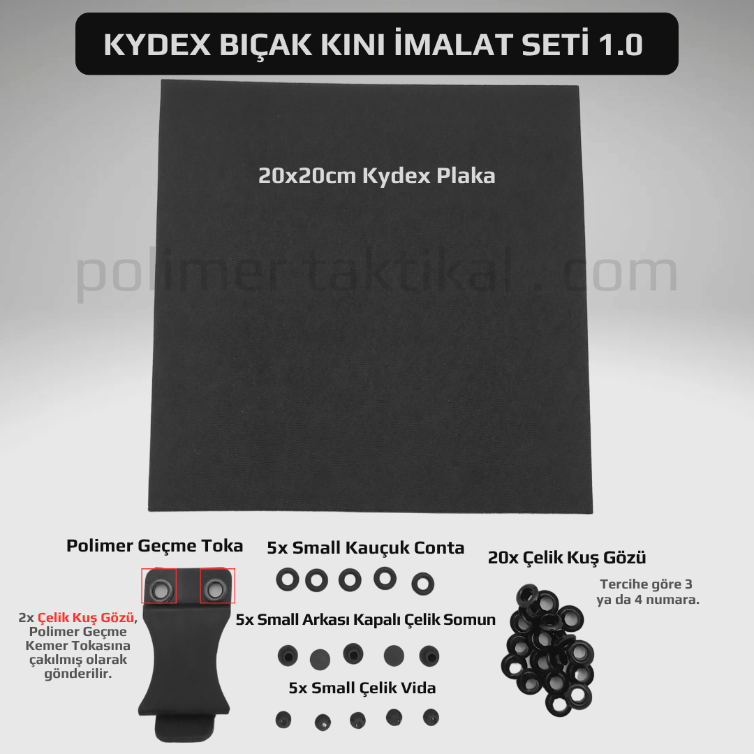 Kydex Bıçak Kılıfı İmalat Seti 1 | Kydex Bıçak Kını İmalat Seti 1 (Plastik Geçme Toka)
