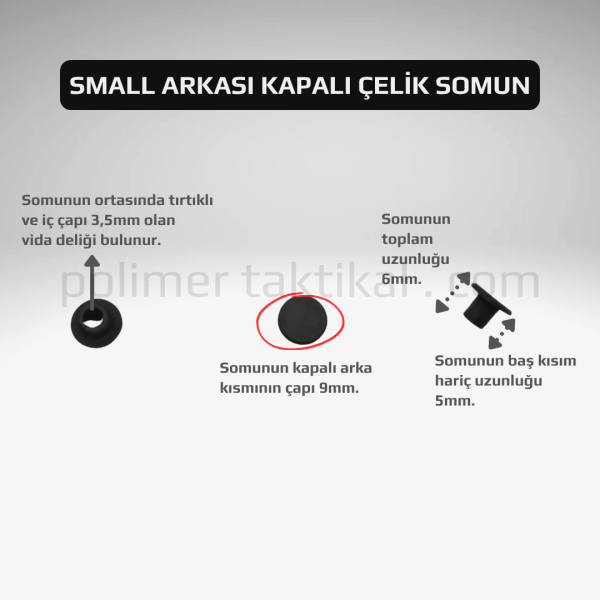 Small Arkası Kapalı Çelik Somun (20'li paket)