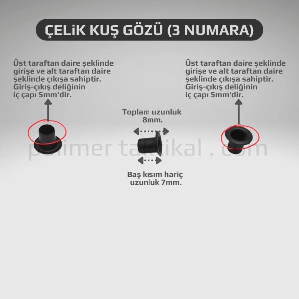 3 Numara Çelik Kuş Gözü (50'li Paket)